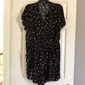 Black floral romper with pockets